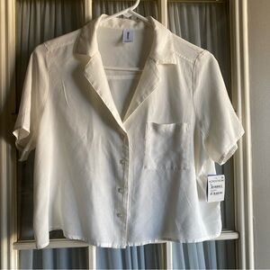 Abound White Button-Up Short Sleeve Shirt